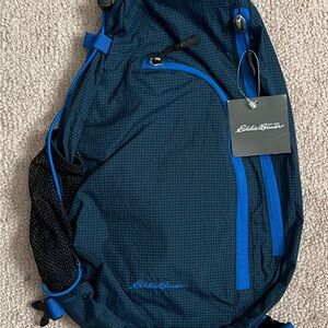 Eddie Bauer Navy Nylon Ripstop Sling Back Pack - NWT